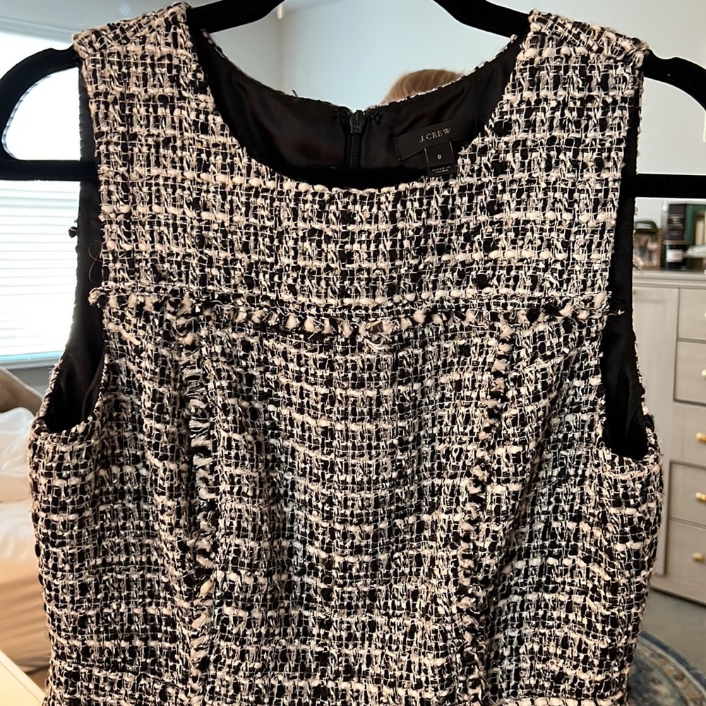 J. Crew Textured Tweed Black & White Dress - A-Line. Work Wear